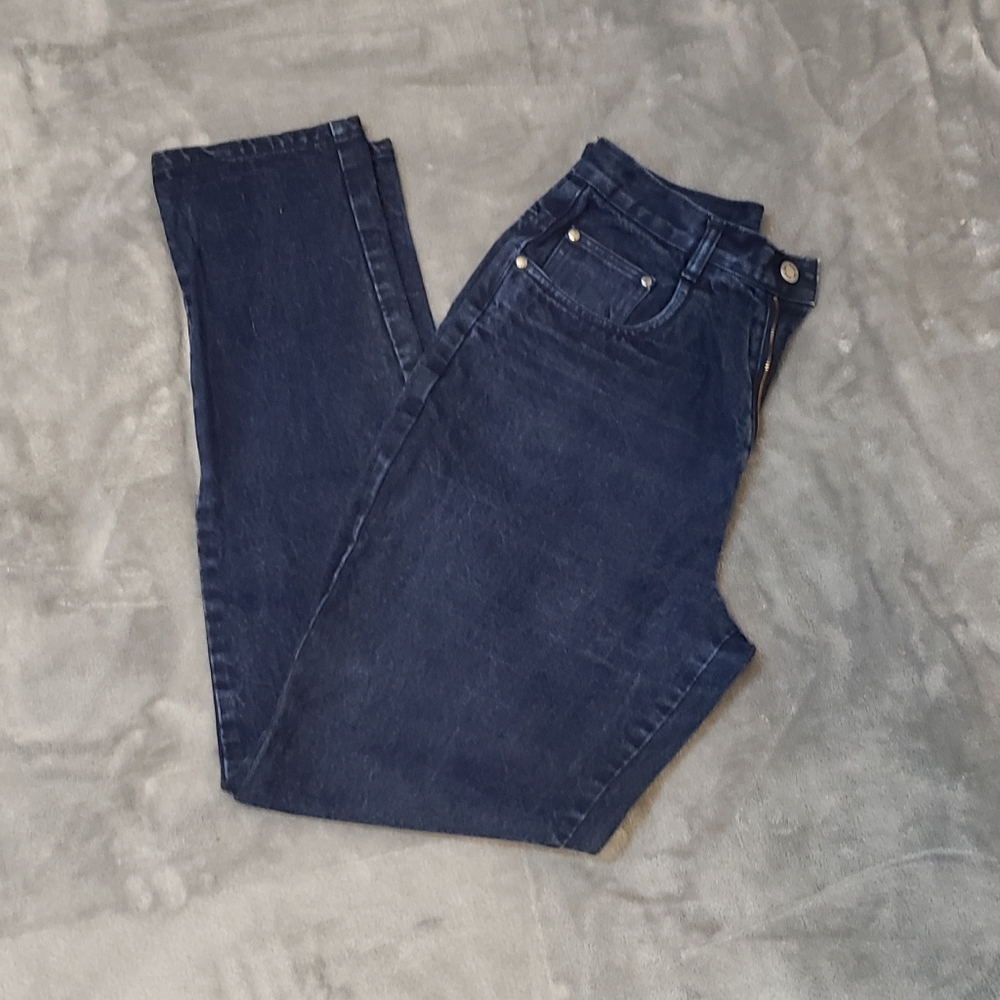 Cotton Indigo Blue Denim Dark Wash Jeans Sz 9/ 10 London London Tapered